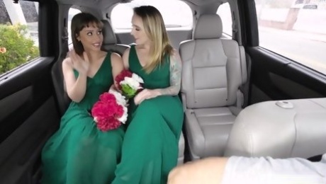 Bridesmaids were on their way to the wedding but their plans changed when they saw a hot taxi driver