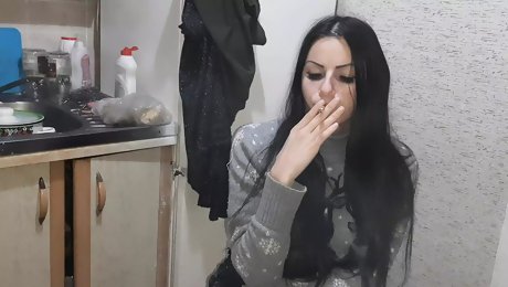 My fetish girlfriend smokes and watches me have sex with another girl - Lesbian-illusion