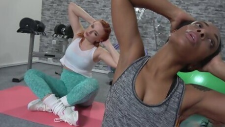 Fitness Rooms - Interracial Lesbians Sweaty Gym Intercourse 1 - Lola Marie